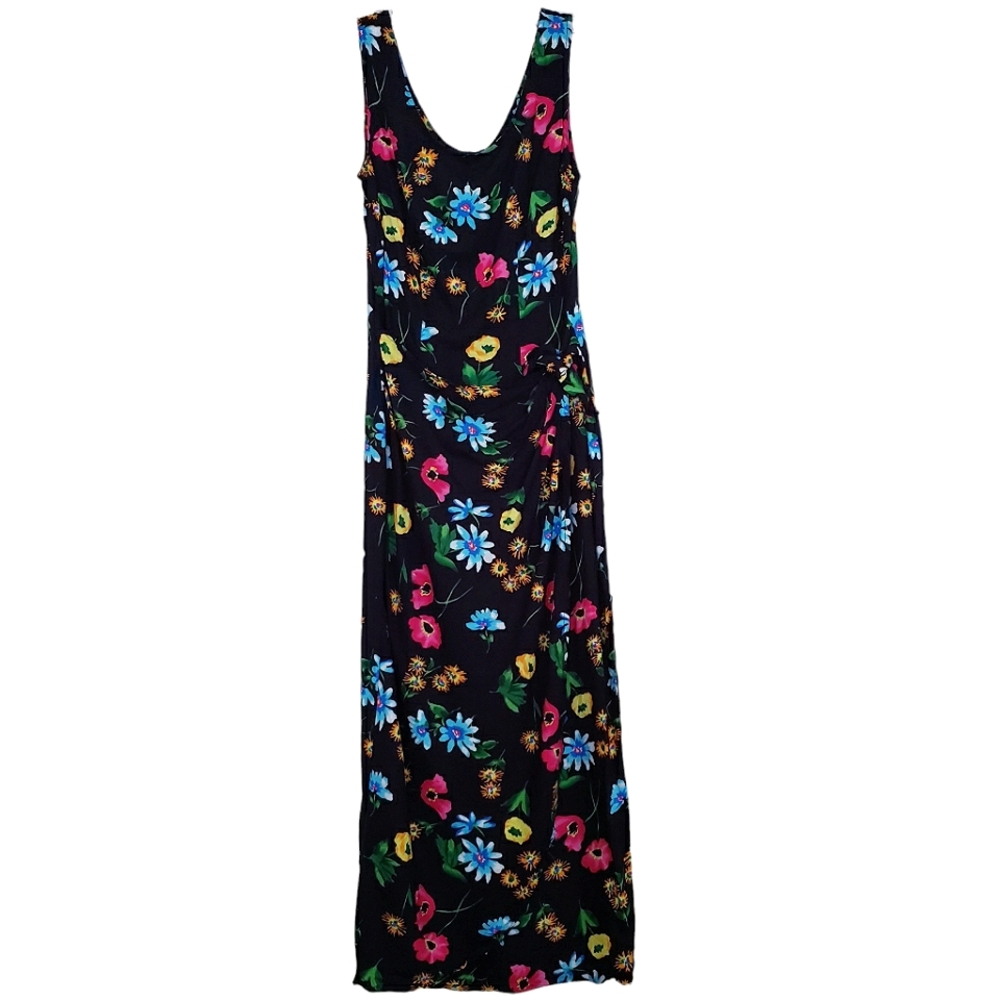 Vintage My Michelle Black Floral Wrap Dress